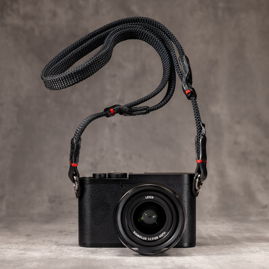 No Slice Steel Core Trailflex Adjustable Camera Strap - Black with Red Accent