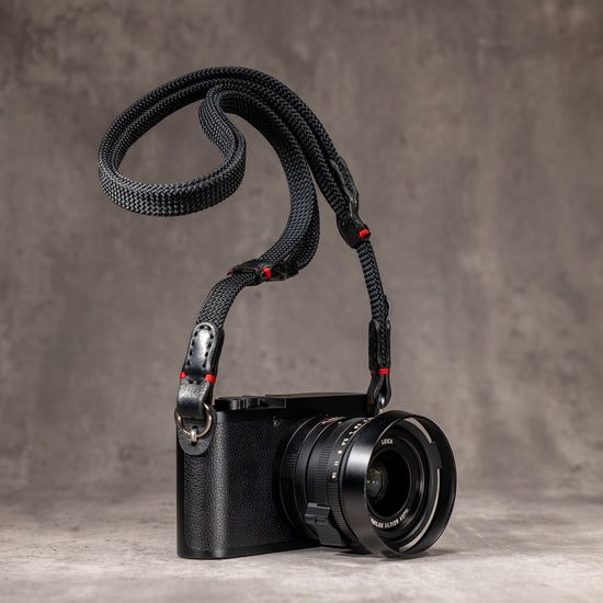 No Slice Steel Core Trailflex Adjustable Camera Strap - Black with Red Accent