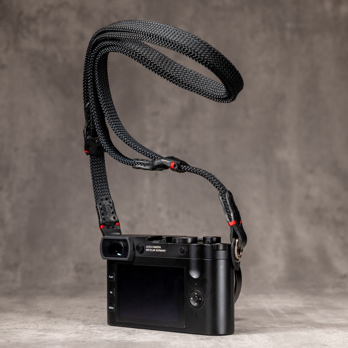 No Slice Steel Core Trailflex Adjustable Camera Strap - Black with Red Accent