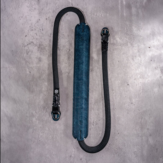 Classic Flat Padded Rope Camera Strap - Cobalt Patina