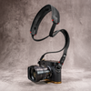 Classic Flat Padded Rope Camera Strap - Black with Red Accent