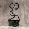 No Slice Steel Core Flat Rope Camera Strap - Black with Red Accent