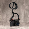 No Slice Steel Core Flat Rope Camera Strap - Black with Red Accent