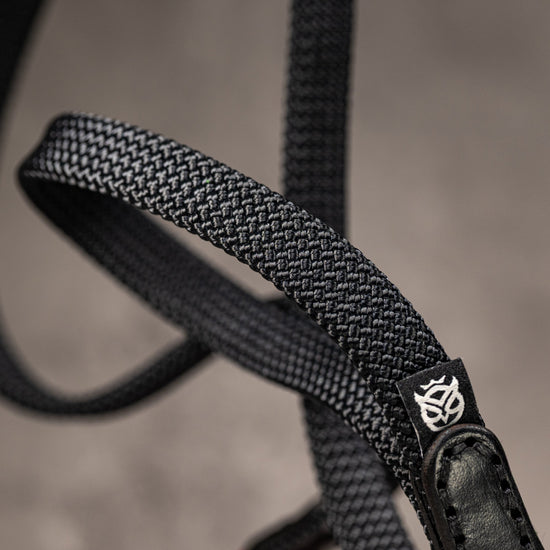 No Slice Steel Core Flat Rope Camera Strap - Black with Red Accent