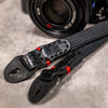No Slice Steel Core Flat Rope Camera Strap - Black with Red Accent