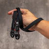 No Slice Steel Core Flat Rope Camera Strap - Black with Red Accent