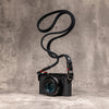 No Slice Steel Core Flat Rope Camera Strap - Black with Red Accent