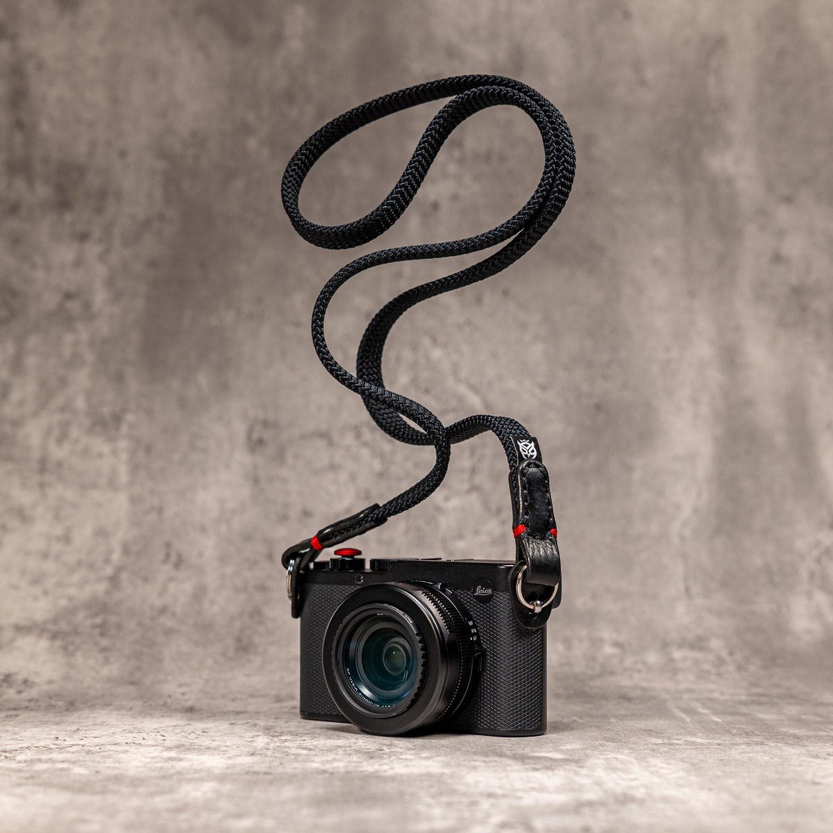 No Slice Steel Core Flat Rope Camera Strap - Black with Red Accent