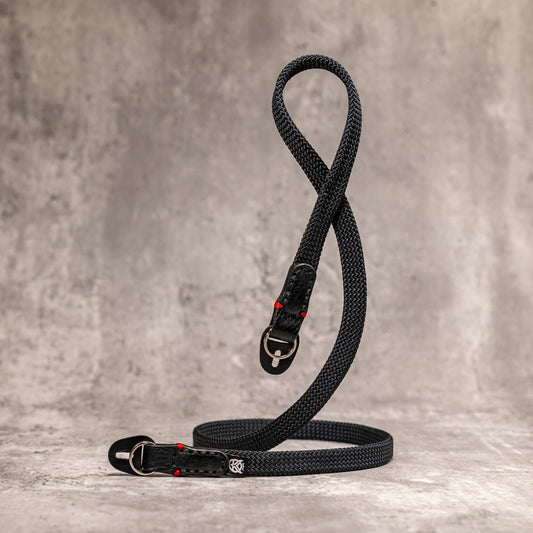 Classic Flat Rope Camera Strap - Black with Red Accent
