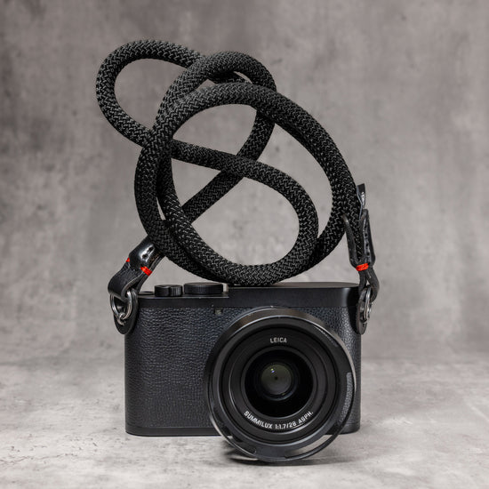 Classic Round Rope Camera Strap - Black with red accent