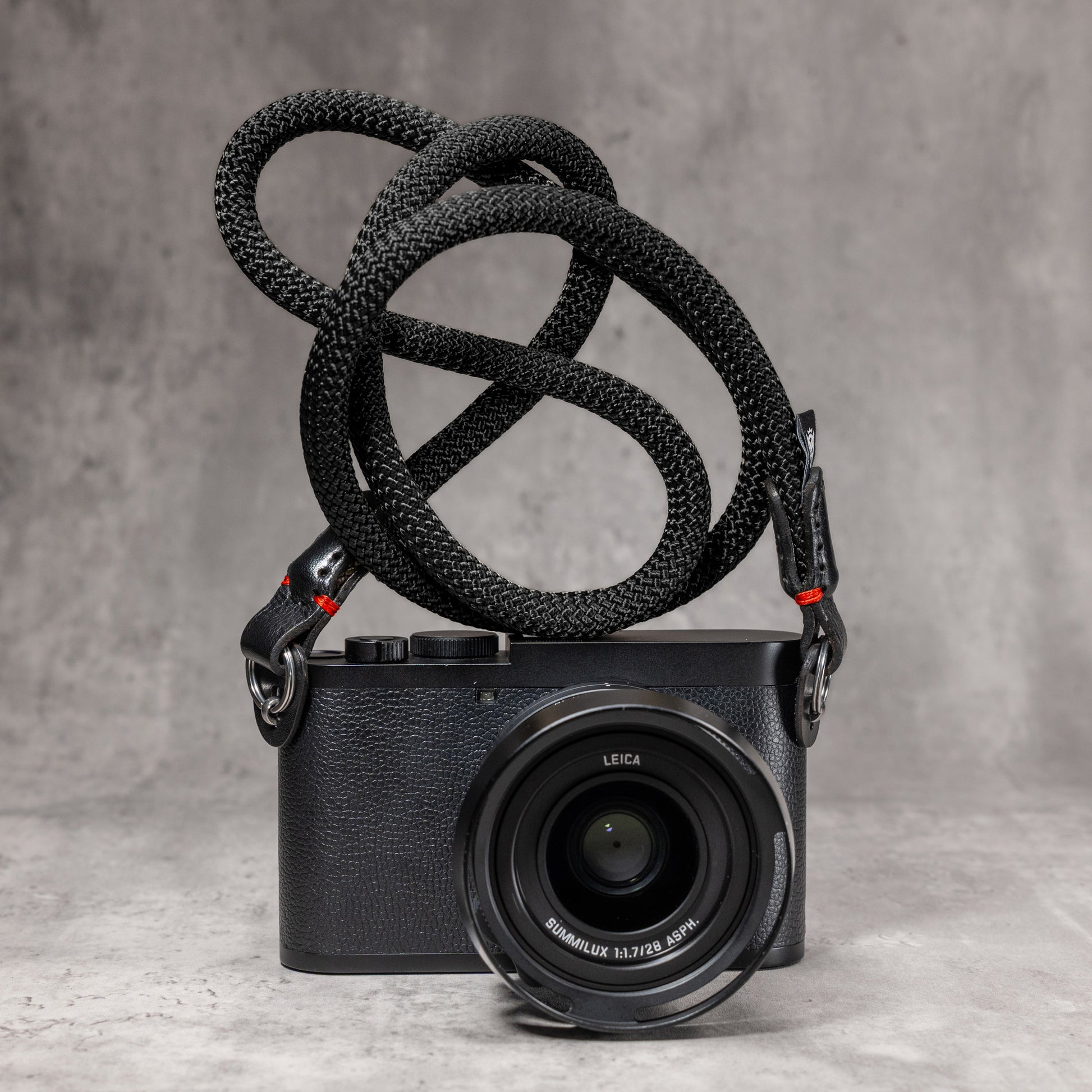 Classic Round Rope Camera Strap - Black with red accent