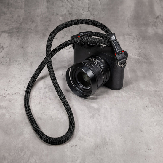 No Slice Steel Core Round Rope Camera Strap - Black with Red Accent