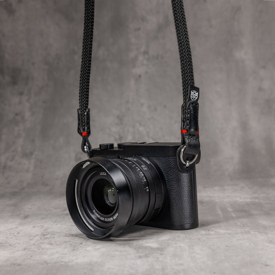 Classic Round Rope Camera Strap - Black with red accent