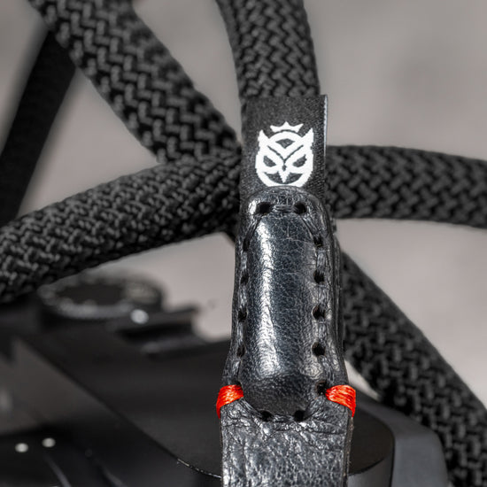 Classic Round Rope Camera Strap - Black with red accent