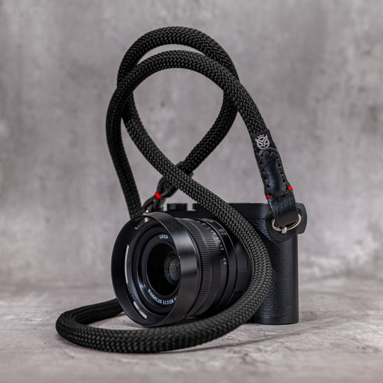 No Slice Steel Core Round Rope Camera Strap - Black with Red Accent