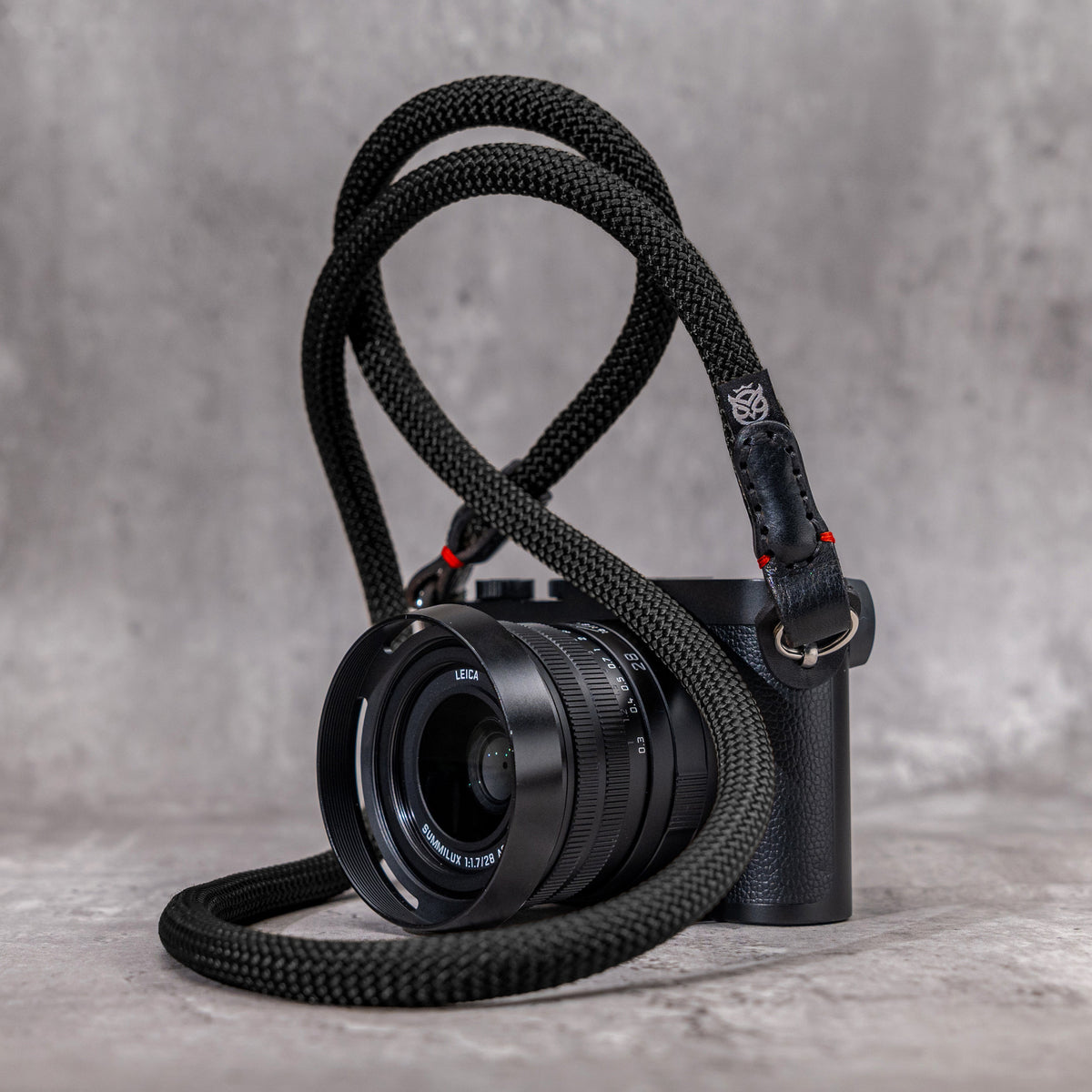 No Slice Steel Core Round Rope Camera Strap - Black with Red Accent