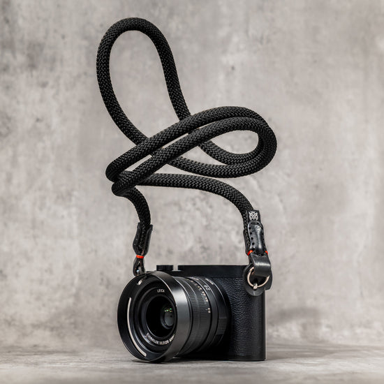 Classic Round Rope Camera Strap - Black with red accent