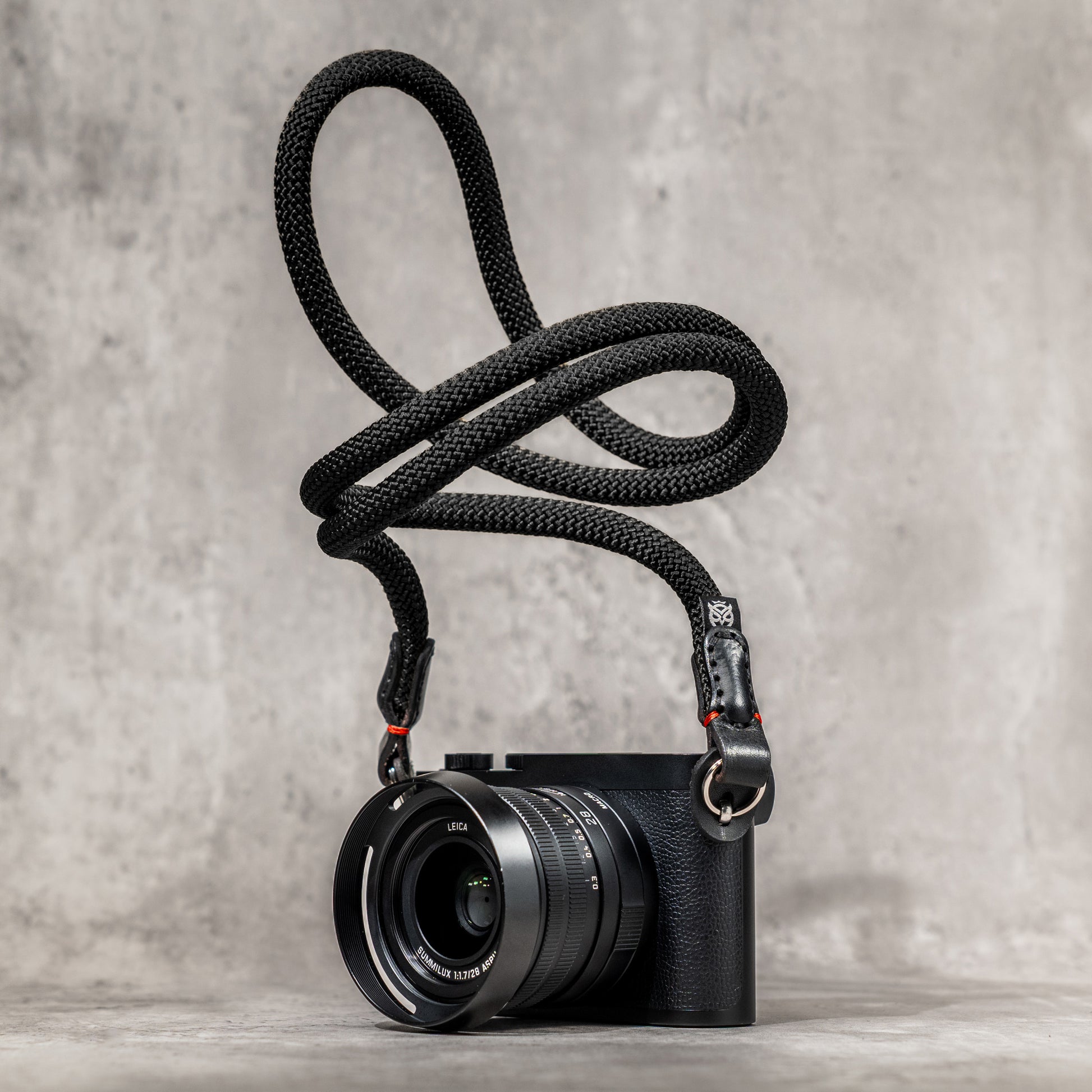 Classic Round Rope Camera Strap - Black with red accent