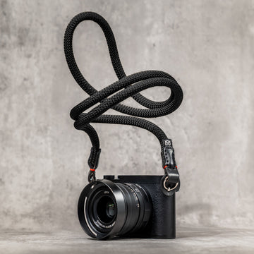 No Slice Steel Core Round Rope Camera Strap - Black with Red Accent