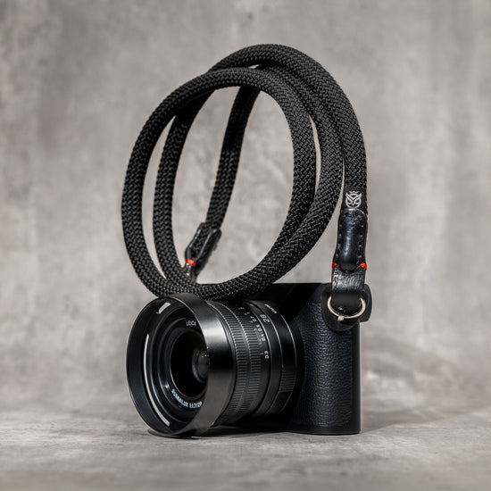 Classic Round Rope Camera Strap - Black with red accent