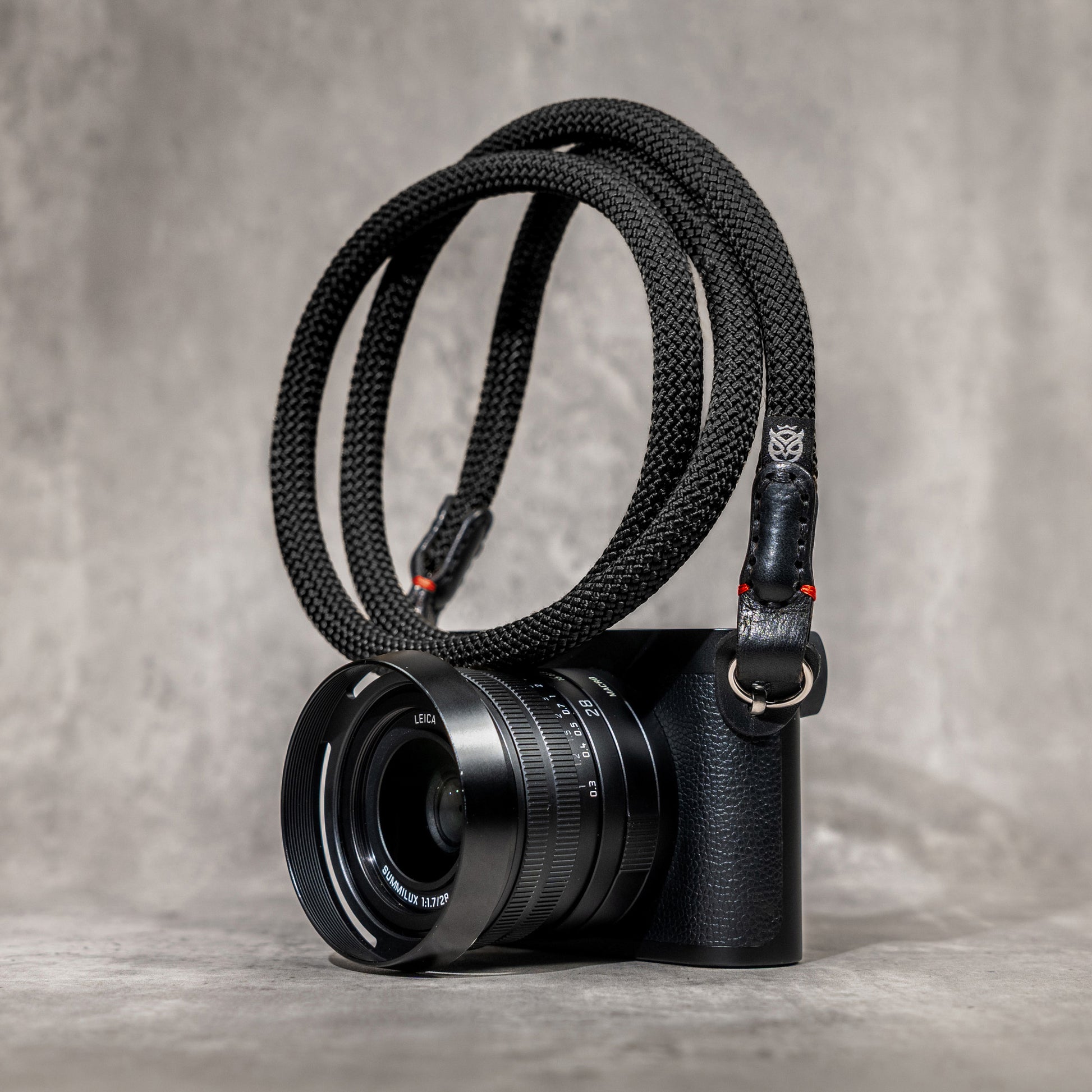 Classic Round Rope Camera Strap - Black with red accent
