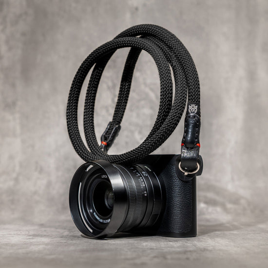 No Slice Steel Core Round Rope Camera Strap - Black with Red Accent