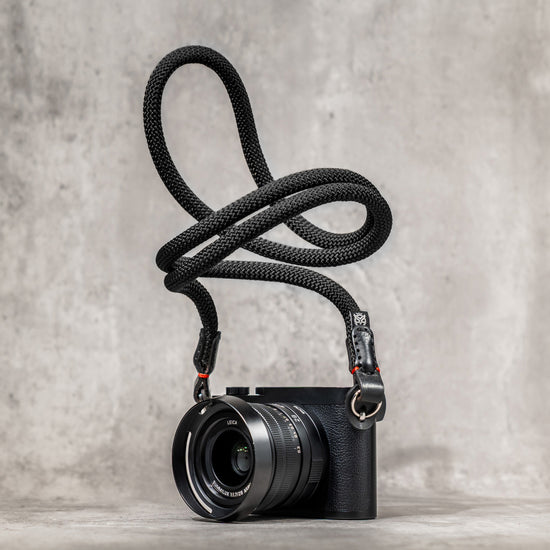 Classic Round Rope Camera Strap - Black with red accent