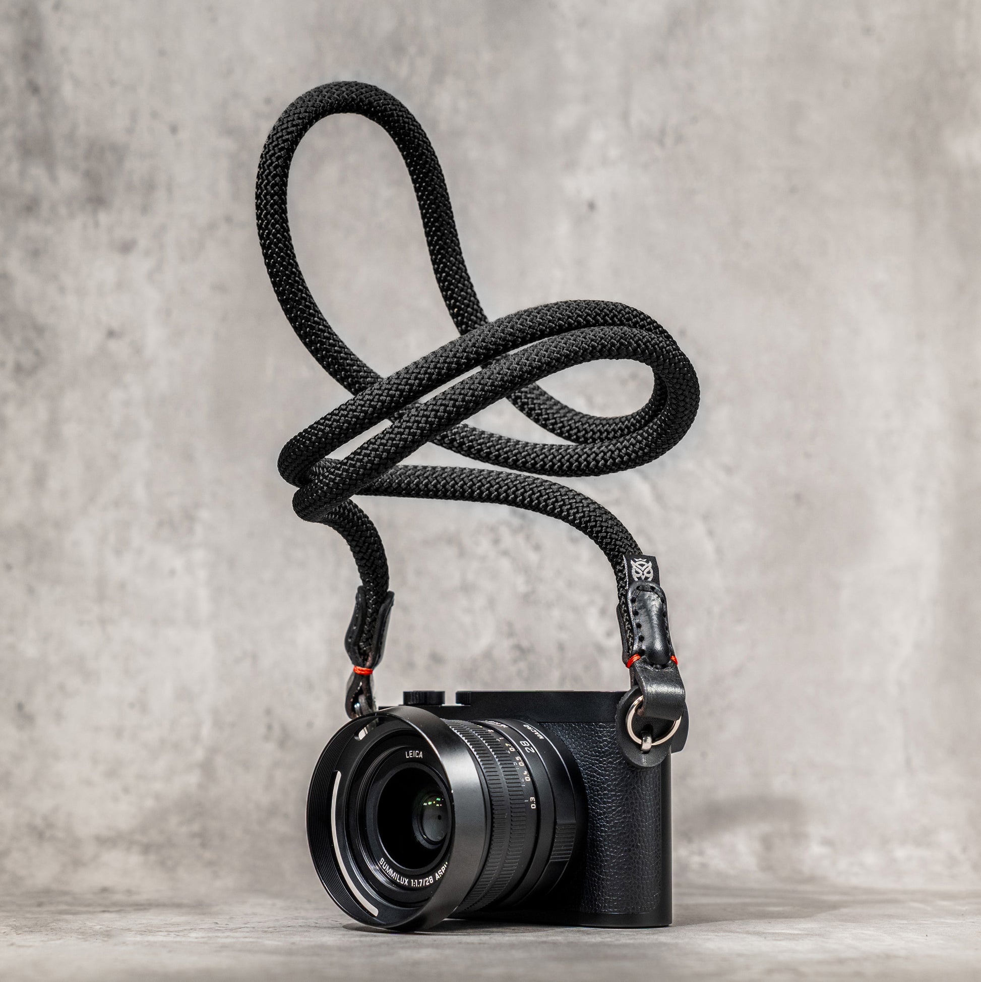 Classic Round Rope Camera Strap - Black with red accent