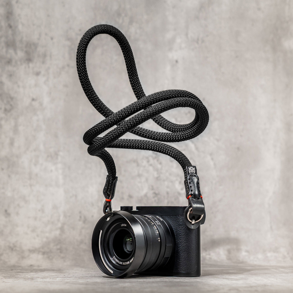 No Slice Steel Core Round Rope Camera Strap - Black with Red Accent