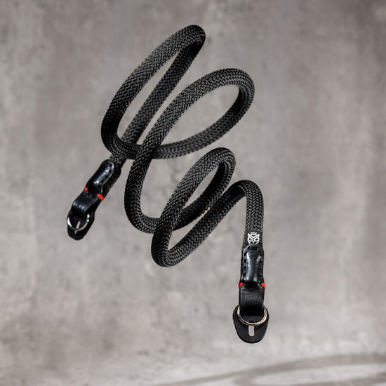Classic Round Rope Camera Strap - Black with red accent