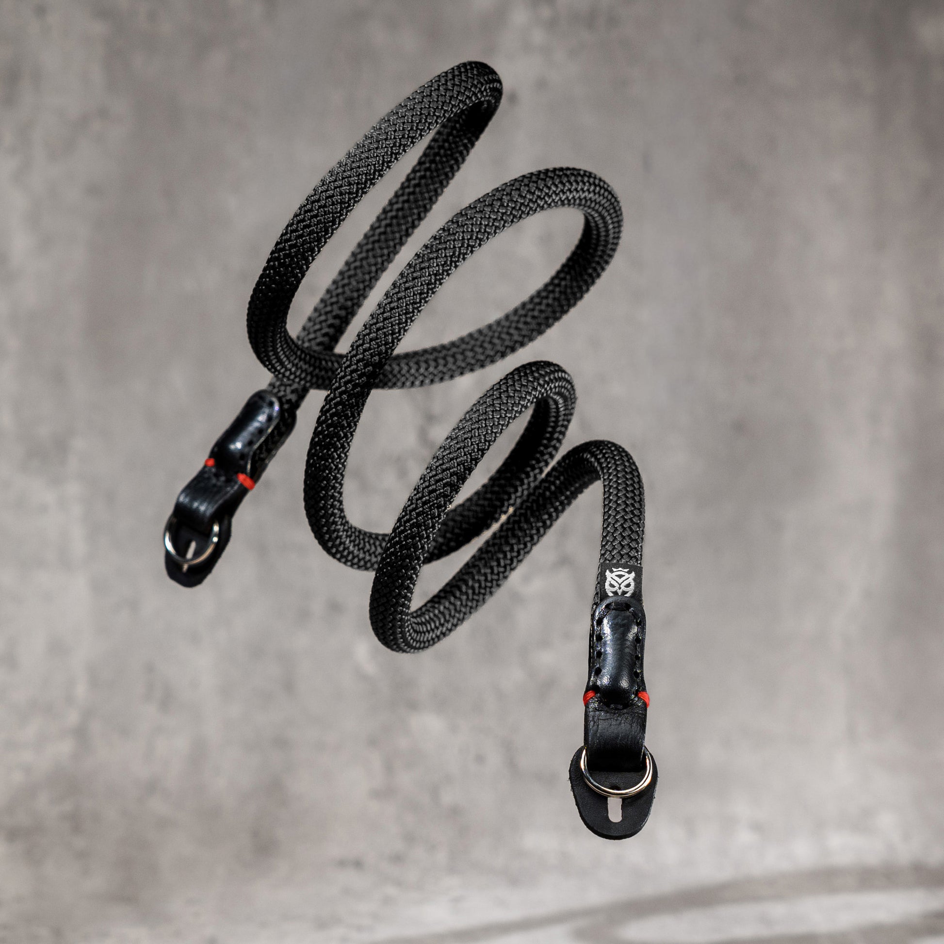 Classic Round Rope Camera Strap - Black with red accent