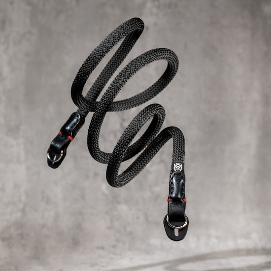 No Slice Steel Core Round Rope Camera Strap - Black with Red Accent