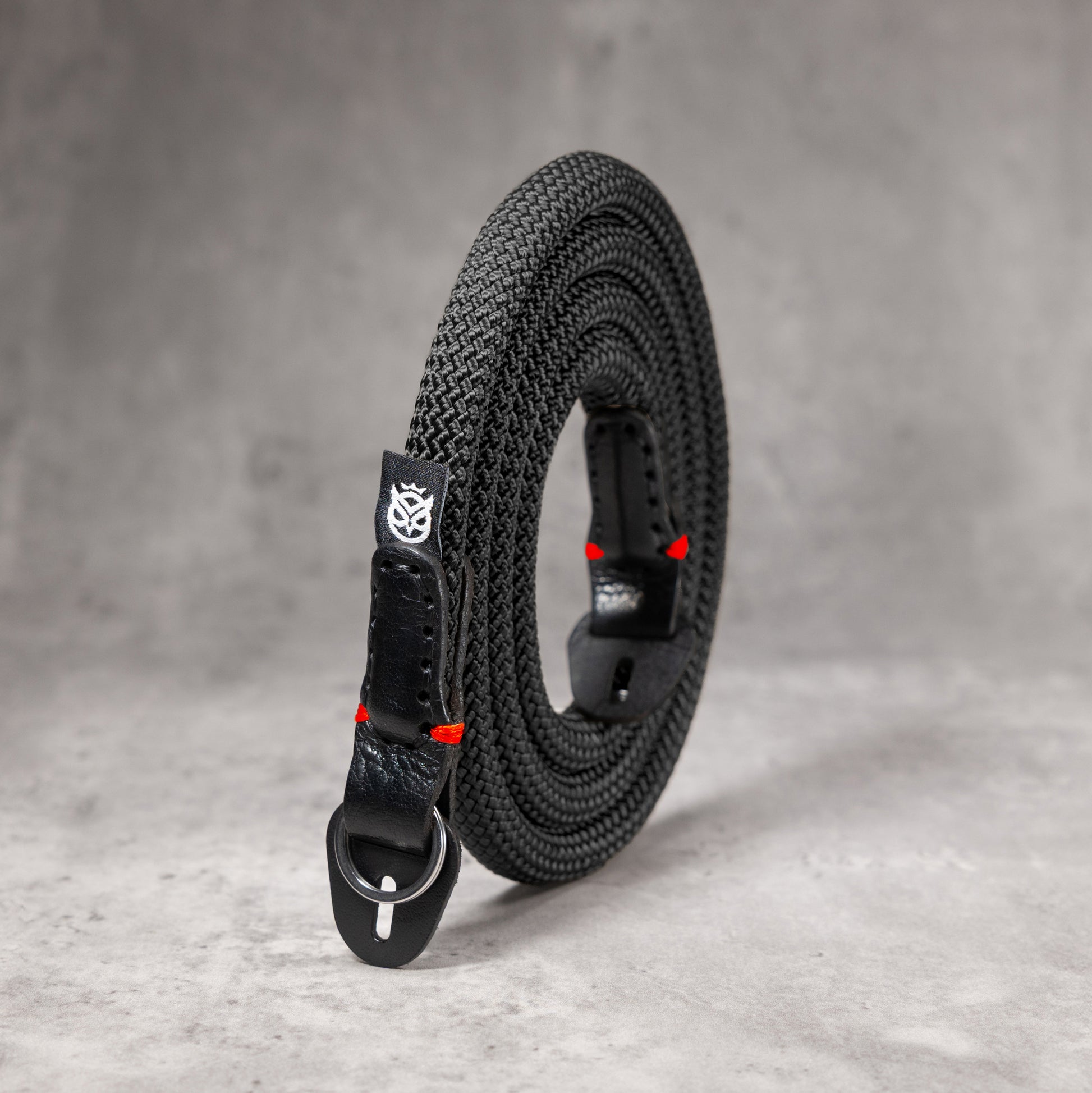 Classic Round Rope Camera Strap - Black with red accent