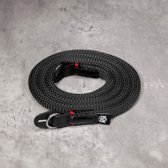 Classic Round Rope Camera Strap - Black with red accent
