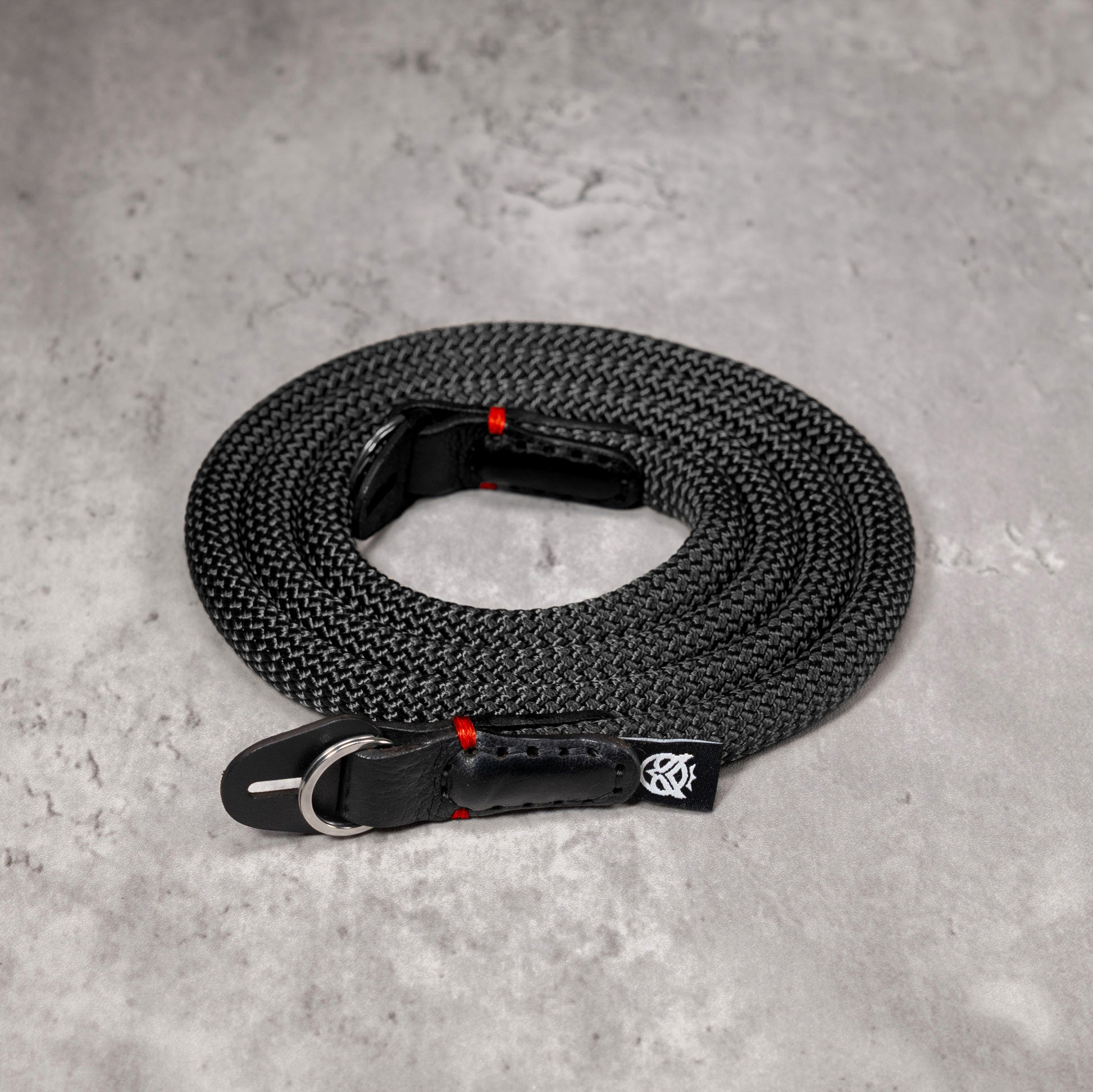 Classic Round Rope Camera Strap - Black with red accent