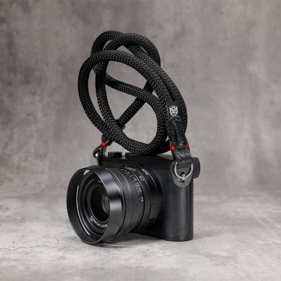 Classic Round Rope Camera Strap - Black with red accent
