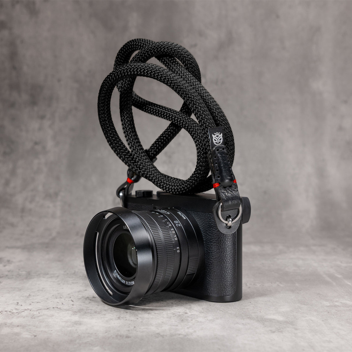 No Slice Steel Core Round Rope Camera Strap - Black with Red Accent