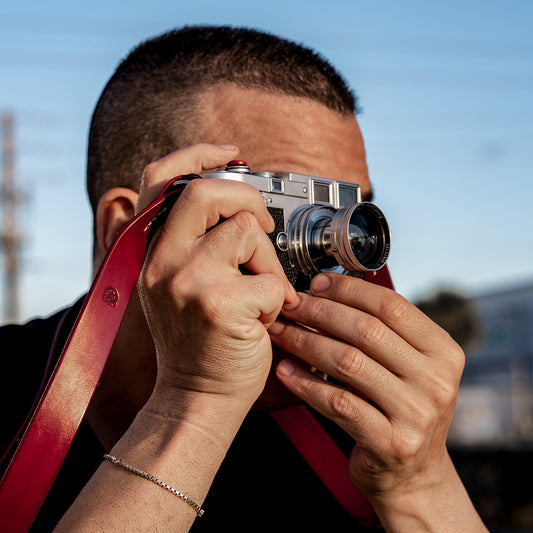 Helliot Leather Camera Strap - Red Dune