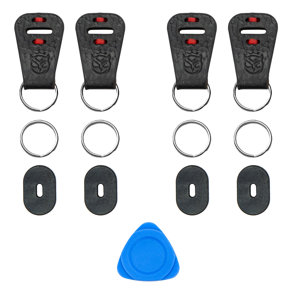Square Lug to Split Ring Convert Kit - Black with Red Accent (2 pair)
