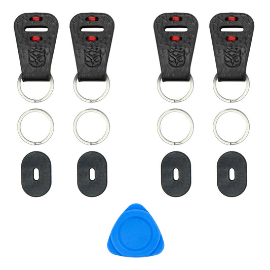 Square Lug to Split Ring Convert Kit - Black with Red Accent (2 pair)