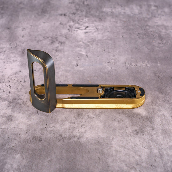 FlexGrip for Leica Q — Solid Brass plate, Black Patina grip