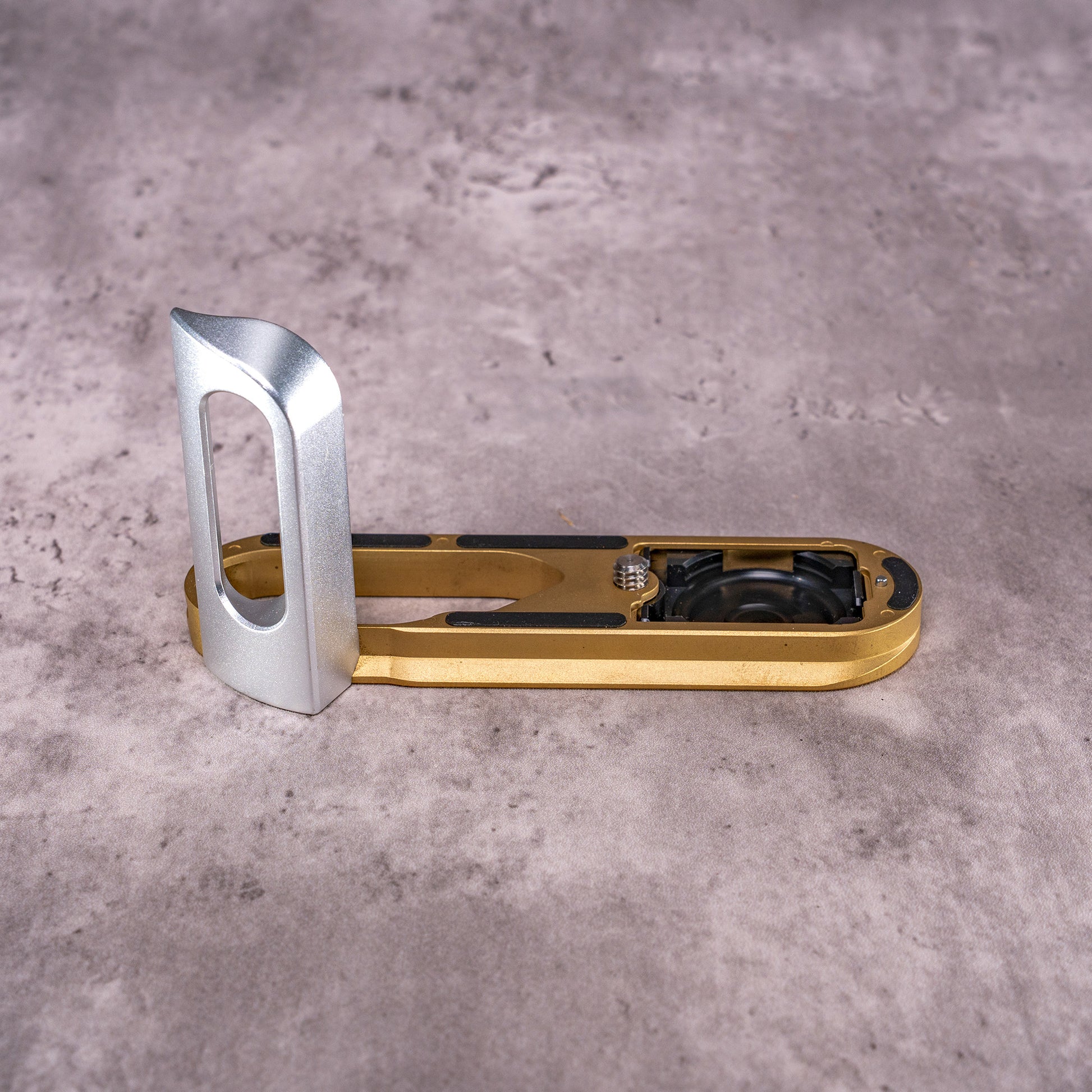 FlexGrip for Leica Q — Solid Brass plate, Silver Chrome grip