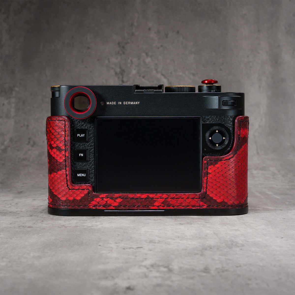 Red Python FlexCase on a Leica M11, rear angle