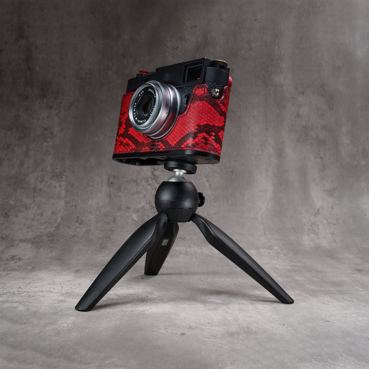 Red Python FlexCase on a Leica M11 on a tabletop tripod