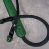 The Emerald Gloss FlexCase on a Leica M with the matching Classic Flat Padded Rope camera strap