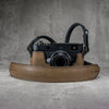 The Taupe Gloss FlexCase on a Leica M with the matching Classic Flat Padded Rope camera strap