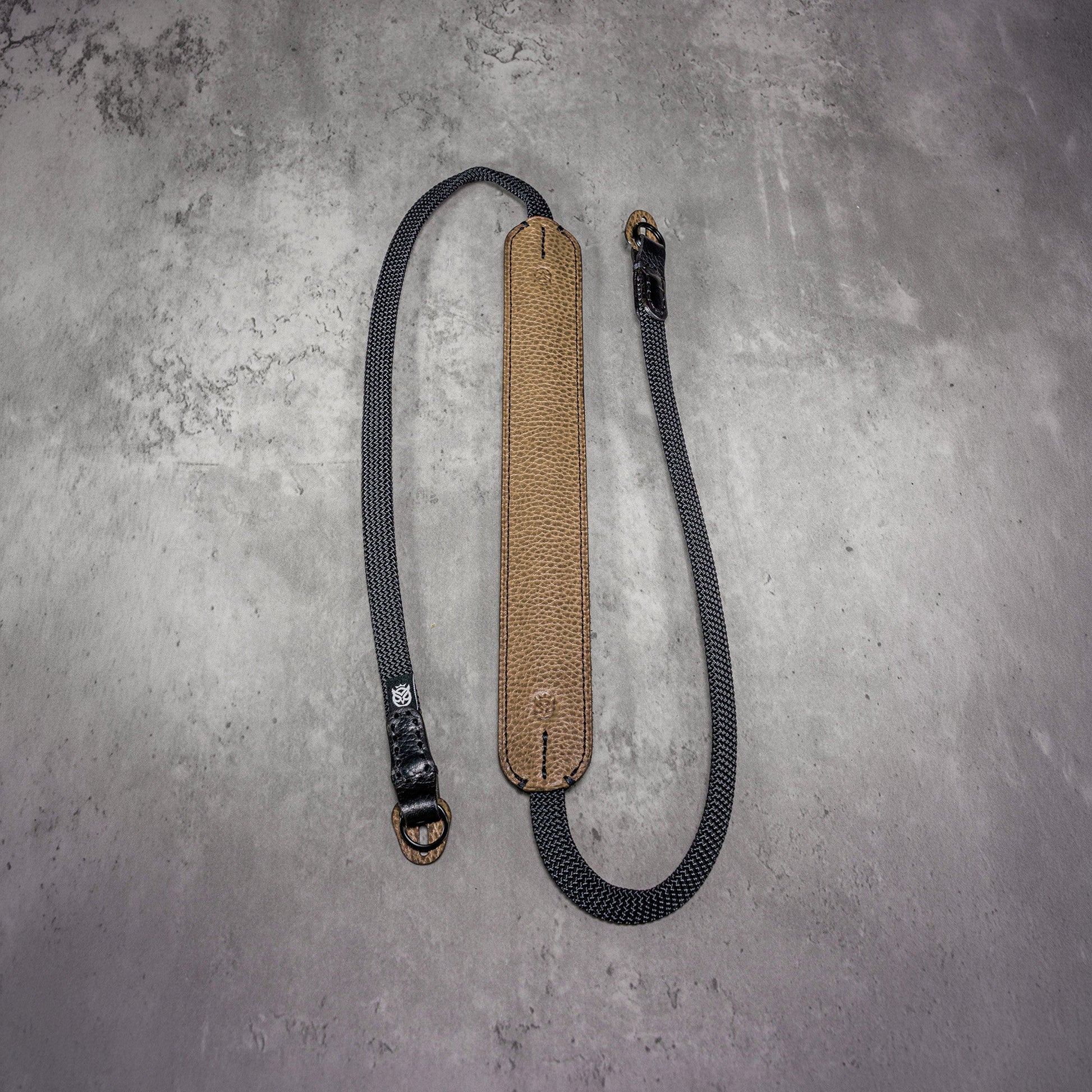 The Taupe Gloss FlexCase on a Leica M with the matching Classic Flat Padded Rope camera strap