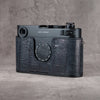 Leica M11 D in the Black Swamp FlexCase, rear three-quarter view from the left