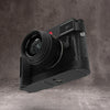 Black Chrome FlexGrip fitted to a Leica M10, front three quarter view with the lens