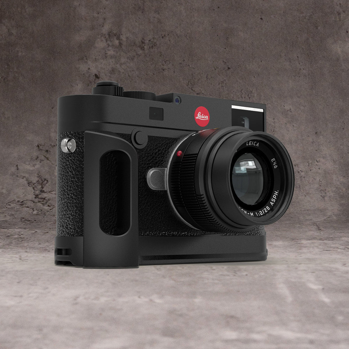 Black Chrome FlexGrip fitted to a Leica M10, seen from the front